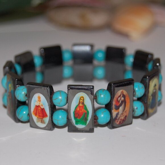 Saints Bracelet,Magnetic Bracelet,Catholic Christian Bracelet,Jesus,Mary,Angels - Picture 1 of 2